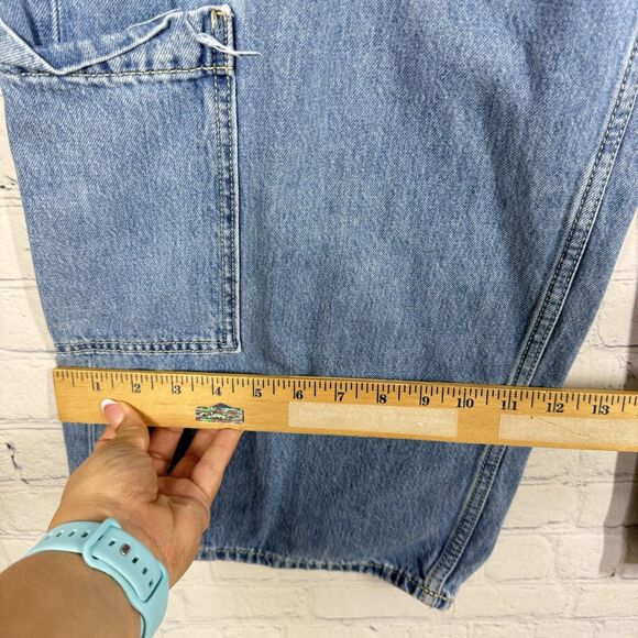 Old Navy Cargo Denim Jeans Women Size 12 Retro Baggy Wide Leg Mid Rise Skater - Picture 8 of 16